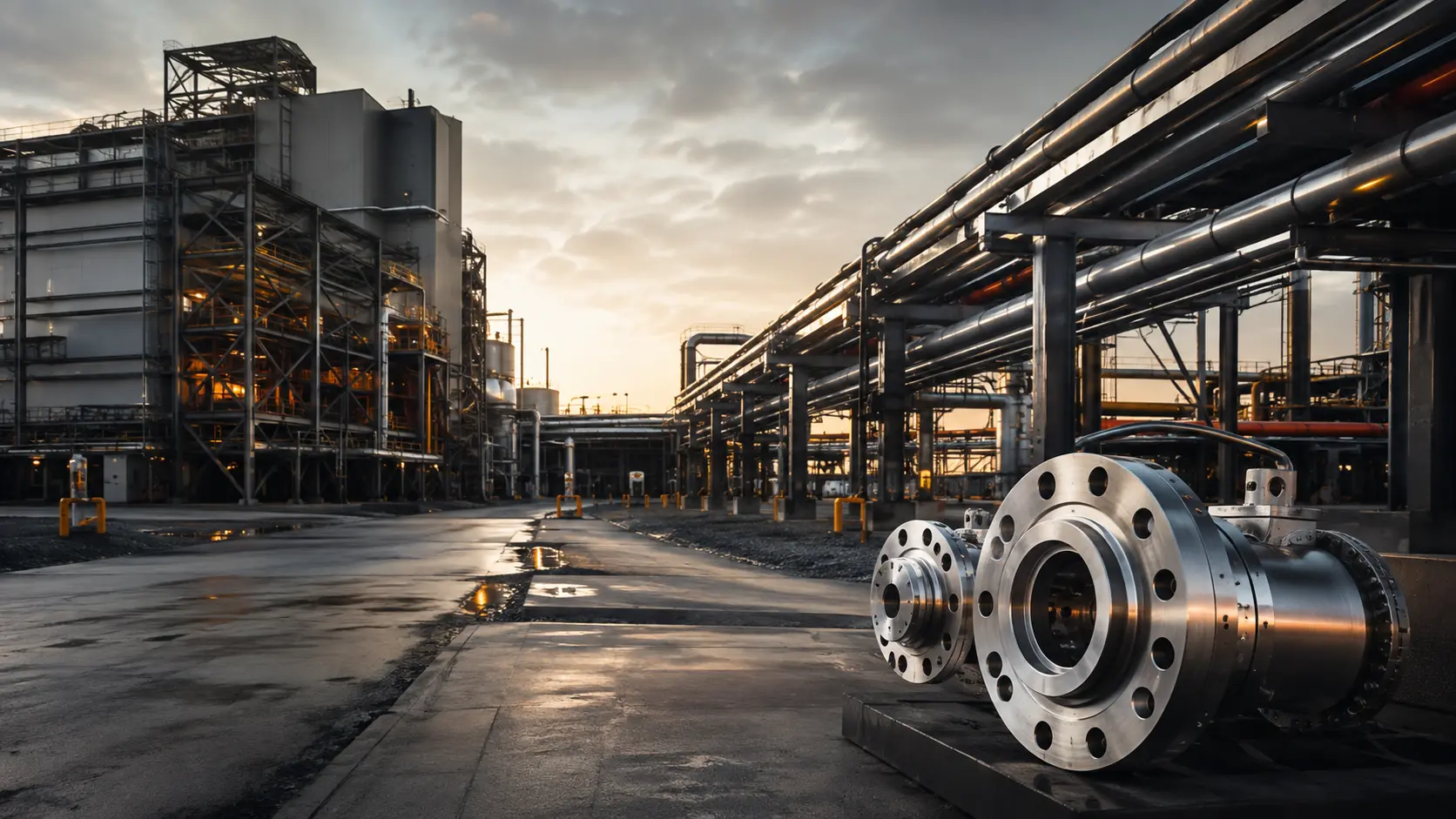 An industrial plant, a dense pipe corridor and a precision mechanical component show the range of assets Birdseye can capture