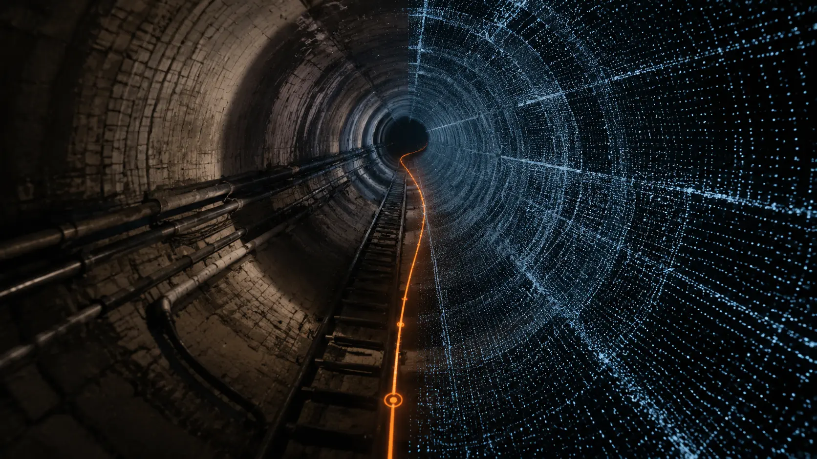 Chimney inspection data and a LiDAR point cloud reveal an internal centerline deviation for engineering review